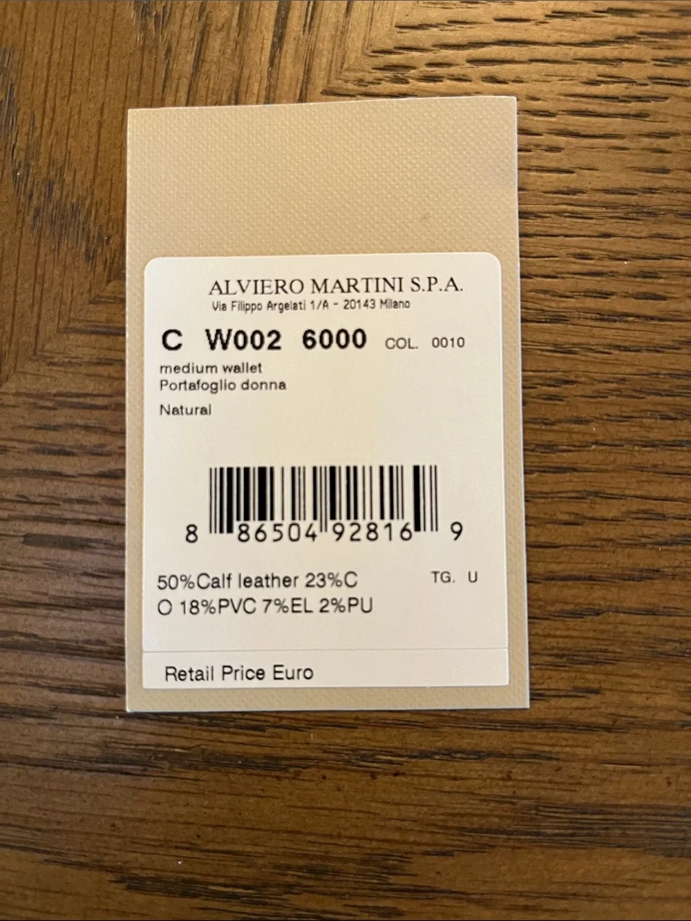 NWT Alviero Martini 1ª Classe Geo Map Continental Wallet Tan Brown Leather Italy